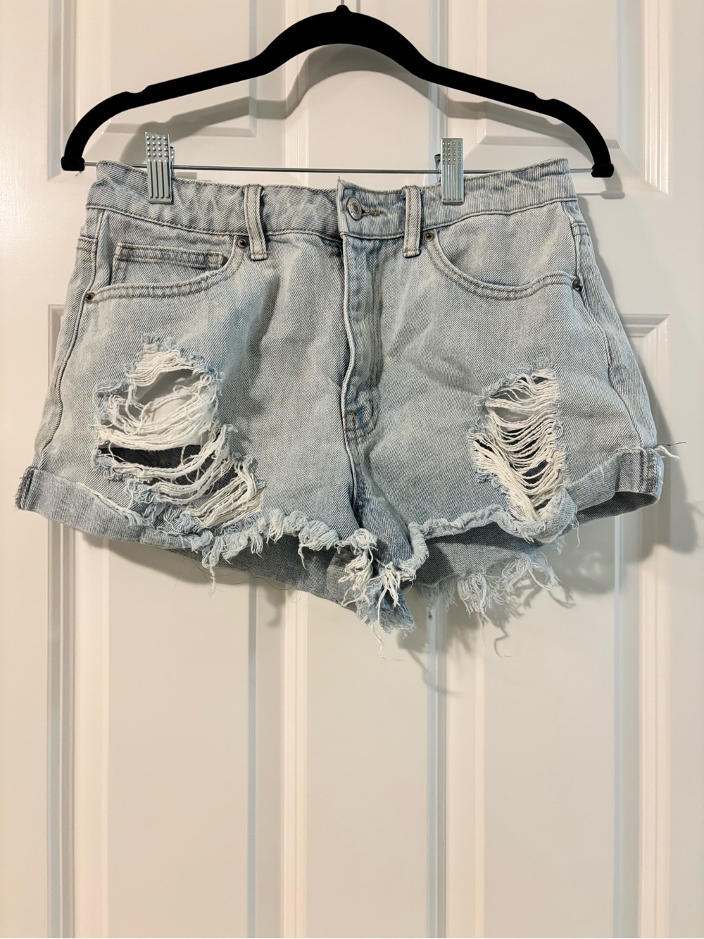 Forever 21 Light Wash Distressed Denim Shorts
